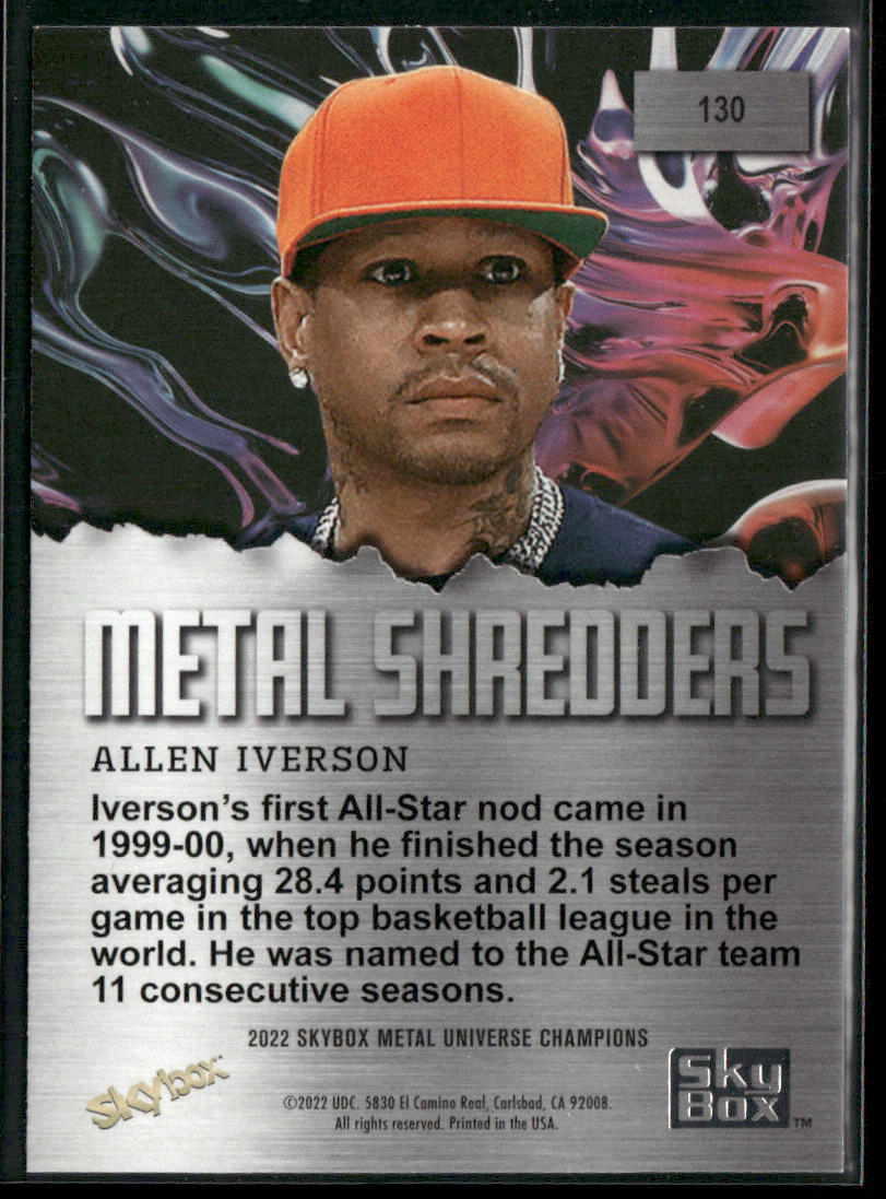 Allen Iverson 2022 SkyBox Metal Universe Champions Aqua #130