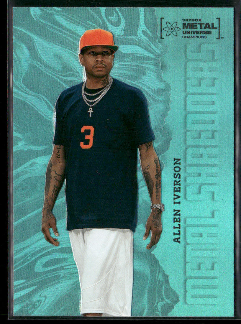 Allen Iverson 2022 SkyBox Metal Universe Champions Aqua #130