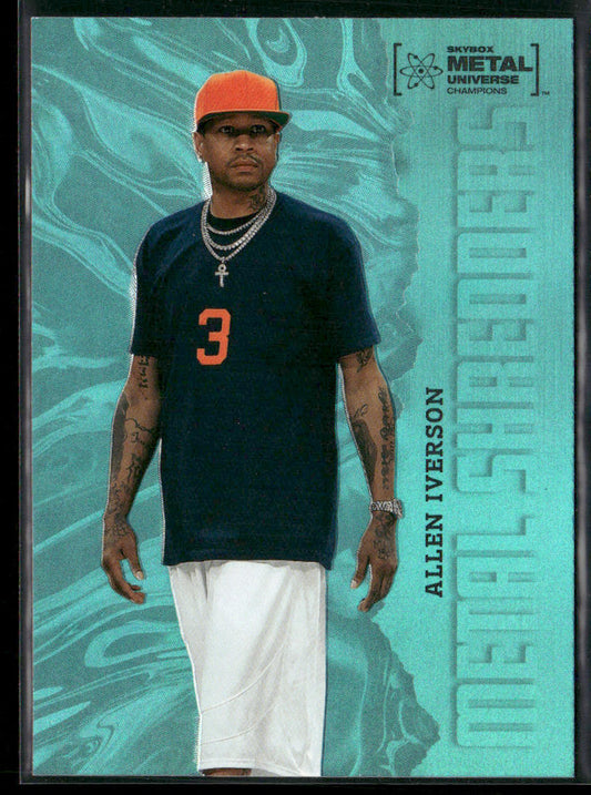 Allen Iverson 2022 SkyBox Metal Universe Champions Aqua #130