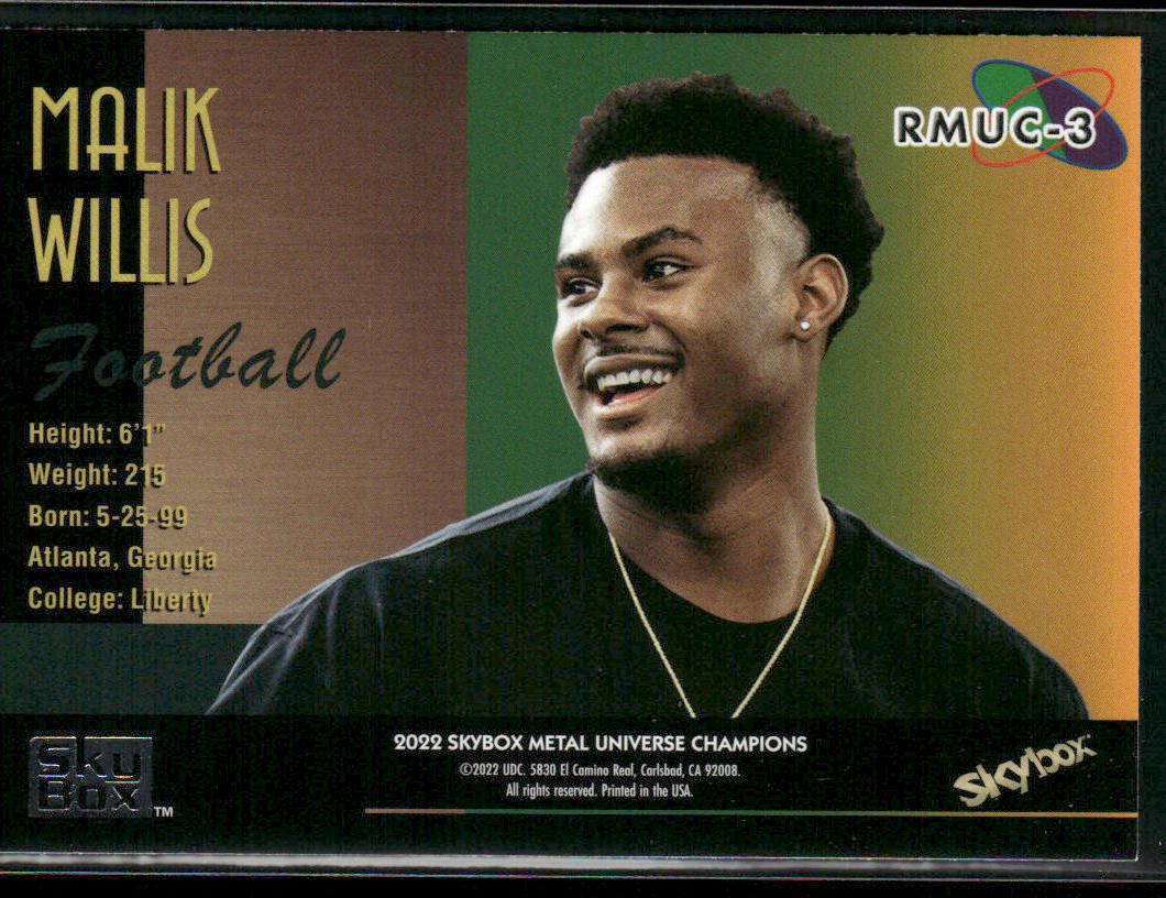 Malik Willis 2022 SkyBox Metal 1997-98 Retro Metal Universe Champions #RMUC-3