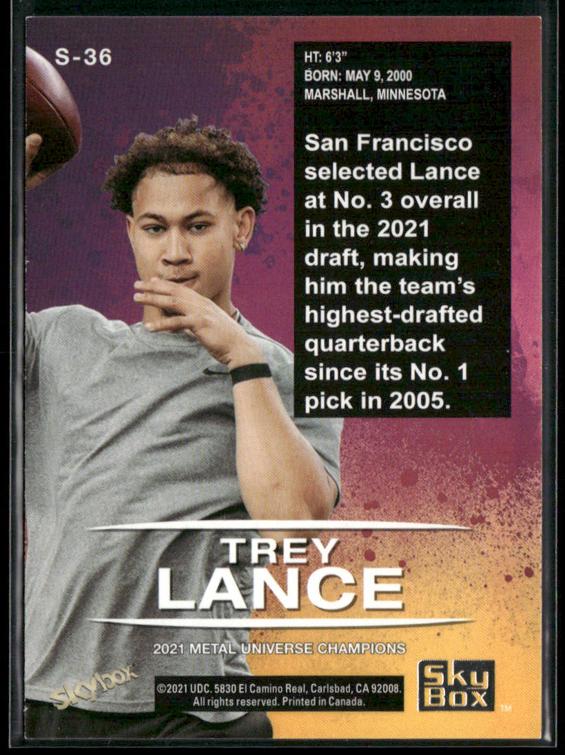 Trey Lance 2021 SkyBox Metal Universe Champions Skybox Premium #S-36