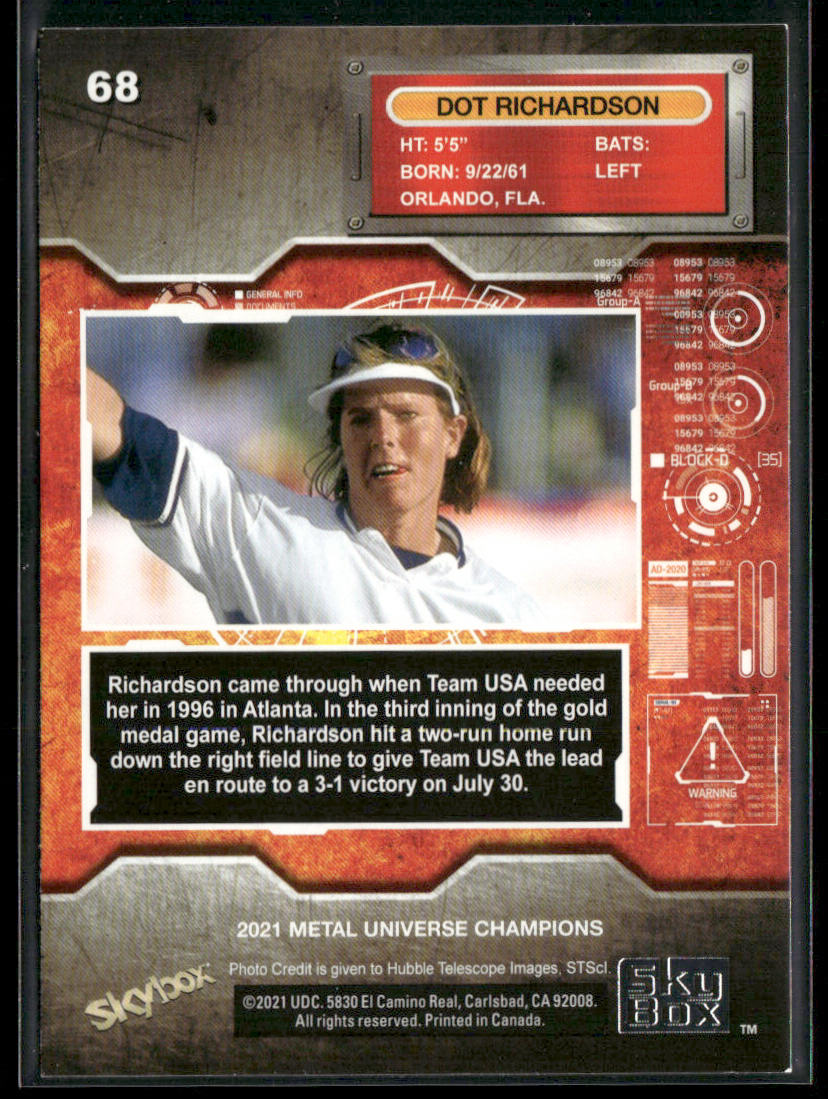 Dot Richardson 2021 SkyBox Metal Universe Champions #68
