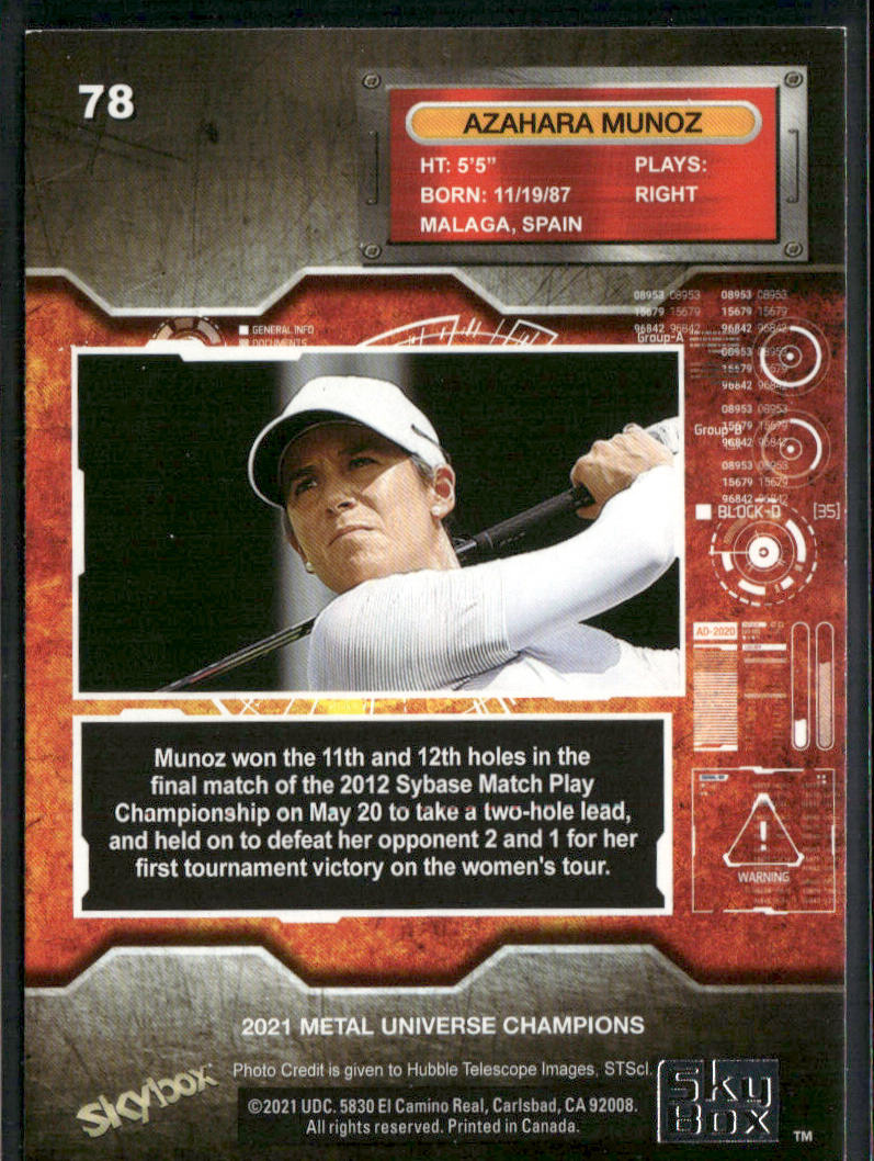 Azahara Munoz 2021 SkyBox Metal Universe Champions #78 back