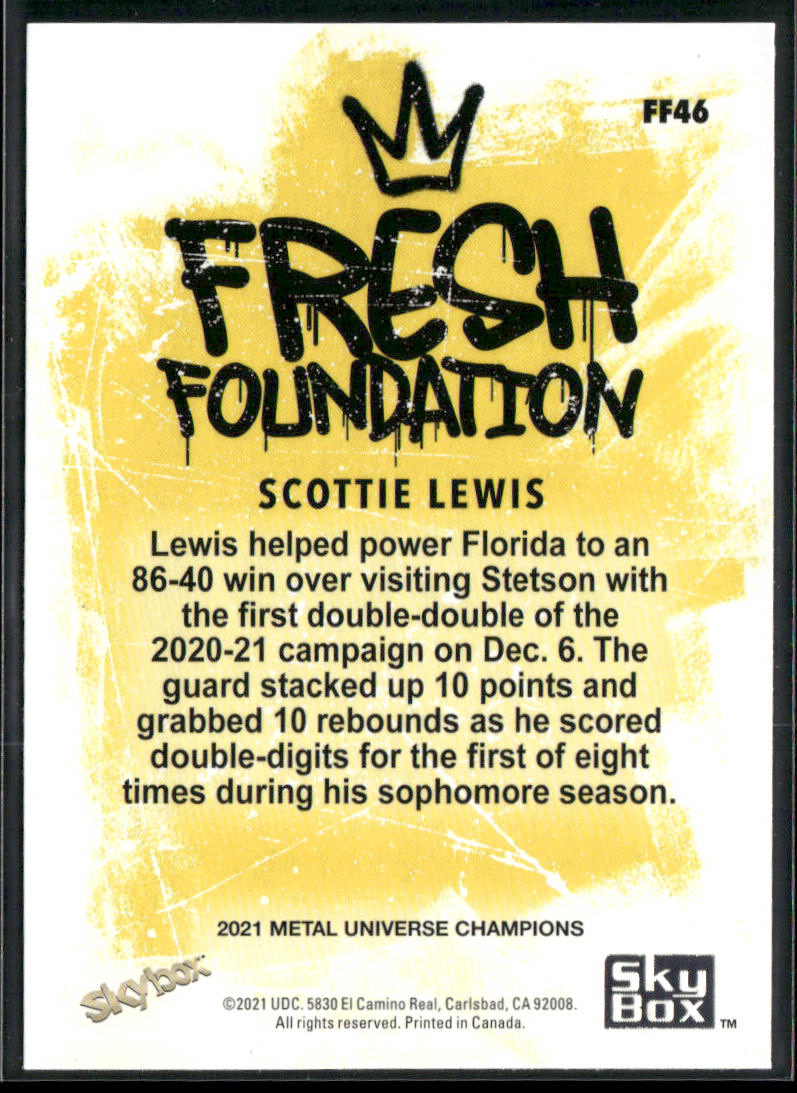 Scottie Lewis 2021 SkyBox Metal Universe Champions Fresh Foundation Copper #FF46 back