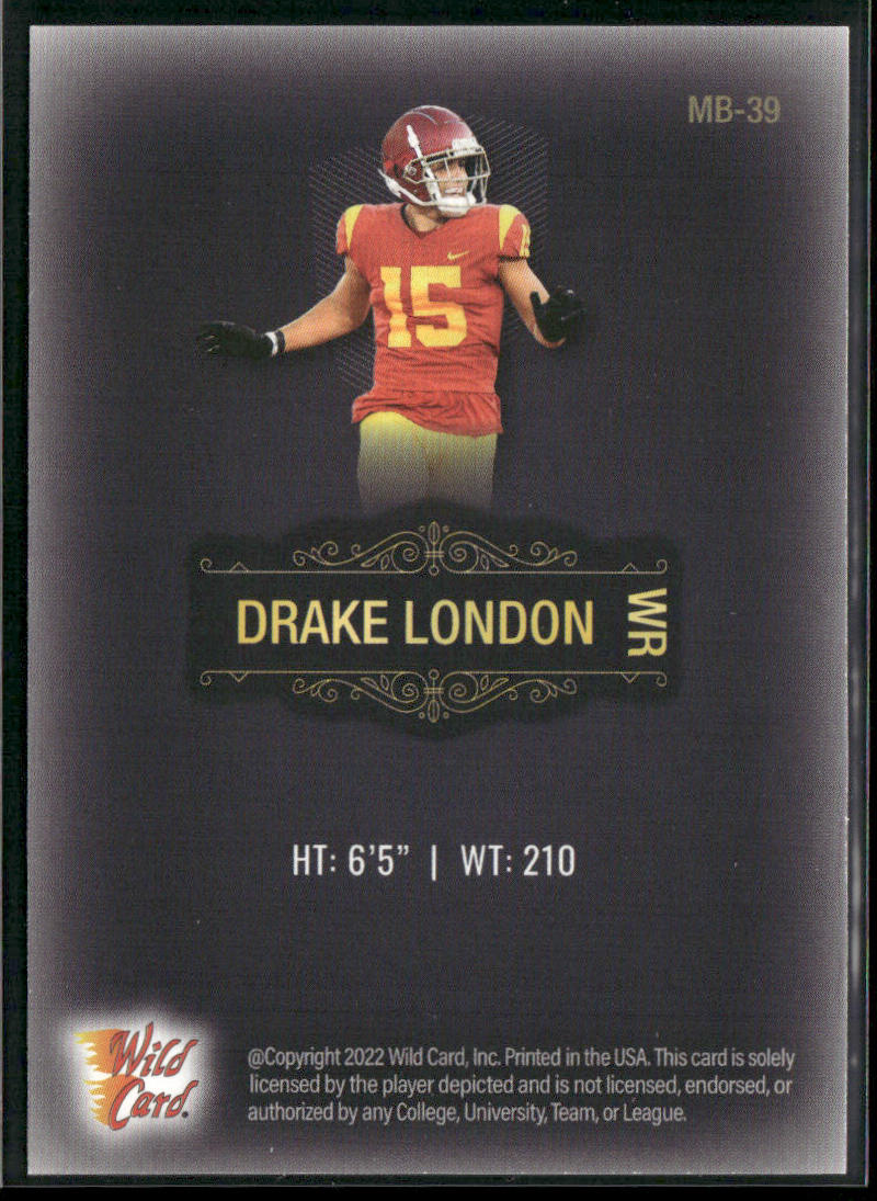 Drake London 2022 Wild Card Matte Black #MB-39 USC Trojans