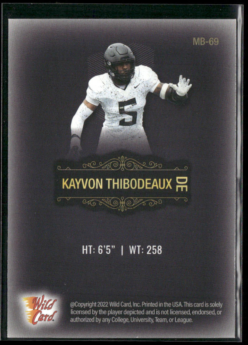 Kayvon Thibodeaux 2022 Wild Card Matte Black #MB-69 Oregon Ducks