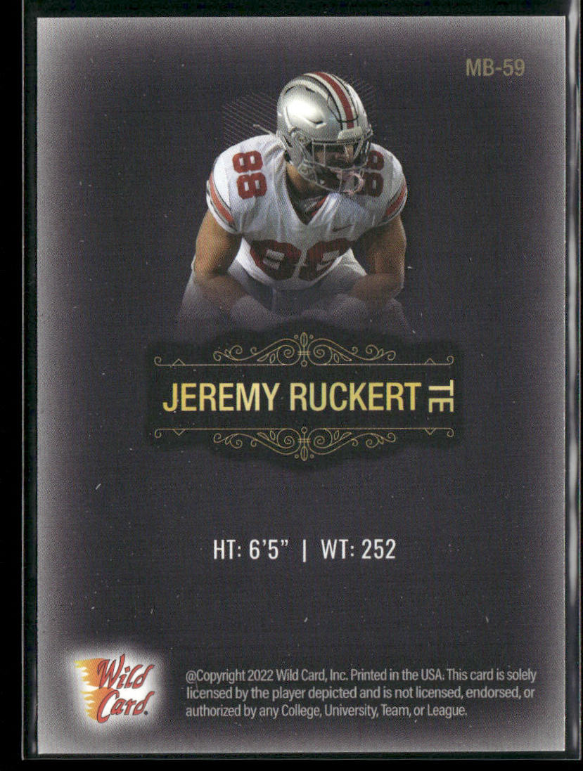 Jeremy Ruckert 2022 Wild Card Matte Black #MB-59 Ohio State Buckeyes