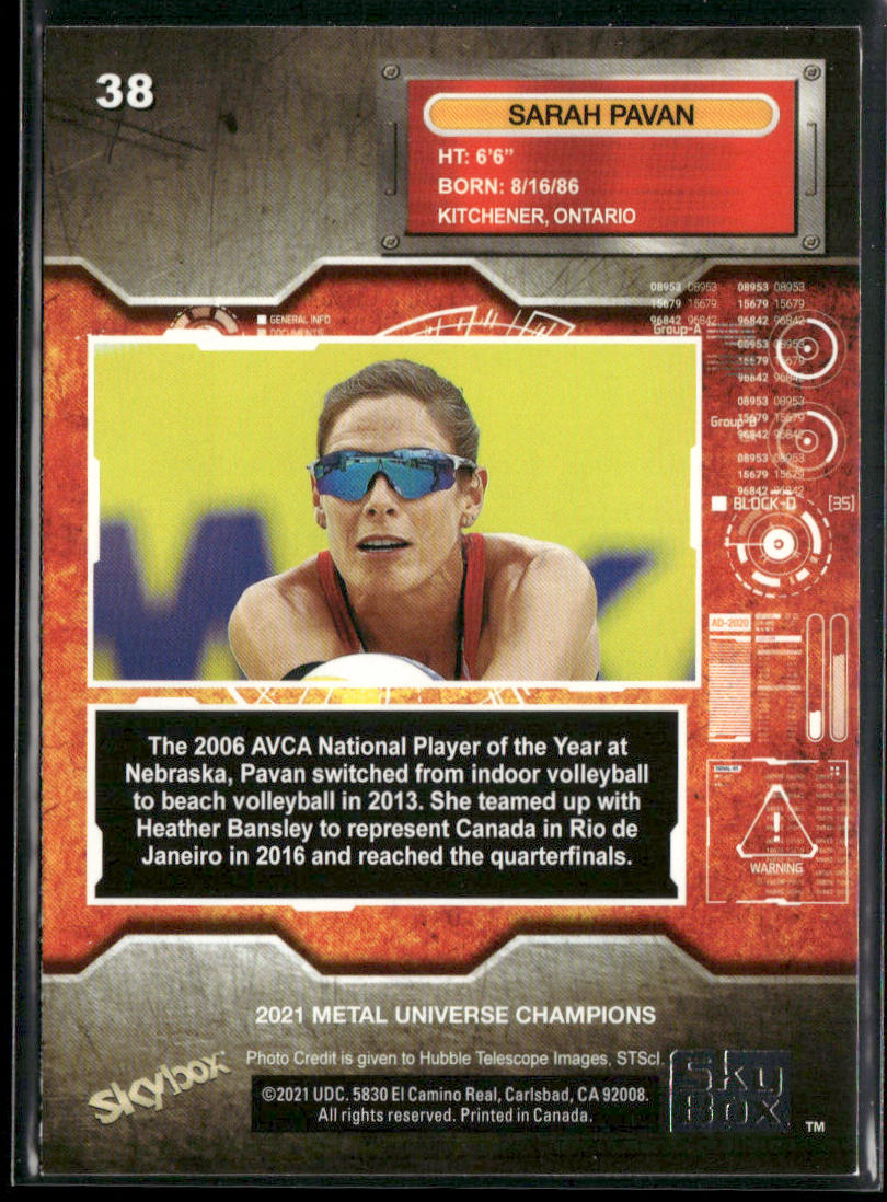 Sarah Pavan 2021 SkyBox Metal Universe Champions #38 back