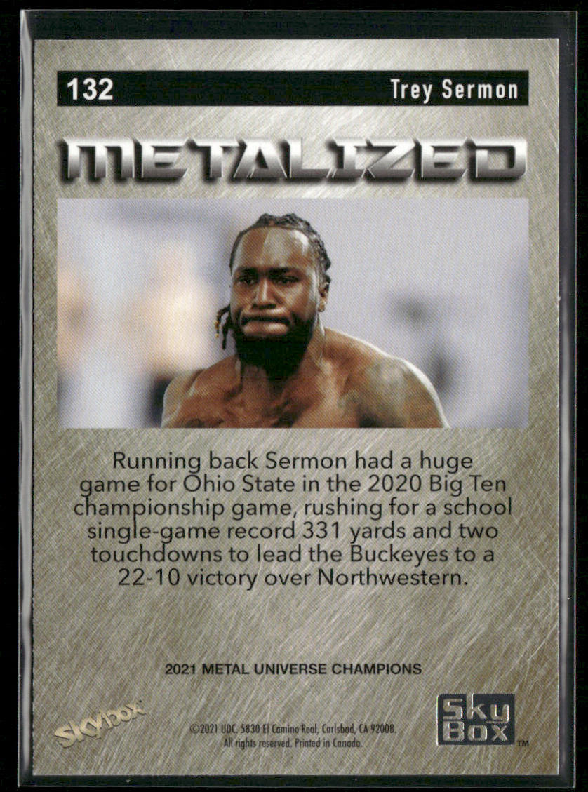 Trey Sermon 2021 SkyBox Metal Universe Champions #132 back