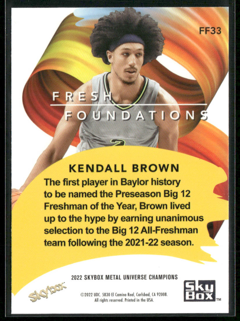 Kendall Brown 2022 SkyBox Metal Universe Champions Fresh Foundations Aqua #FF33