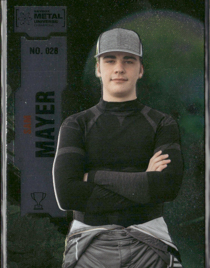 Sam Mayer 2022 SkyBox Metal Universe Champions #028 front