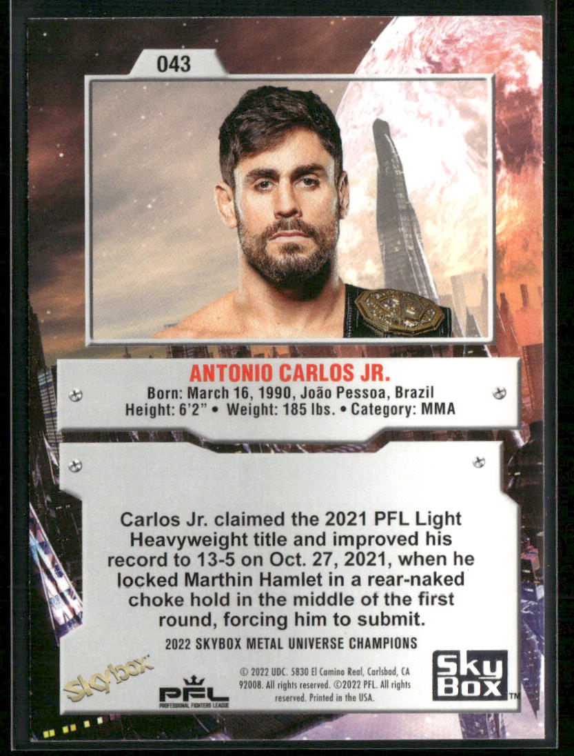 Antonio Carlos Jr. 2022 SkyBox Metal Universe Champions #043 back