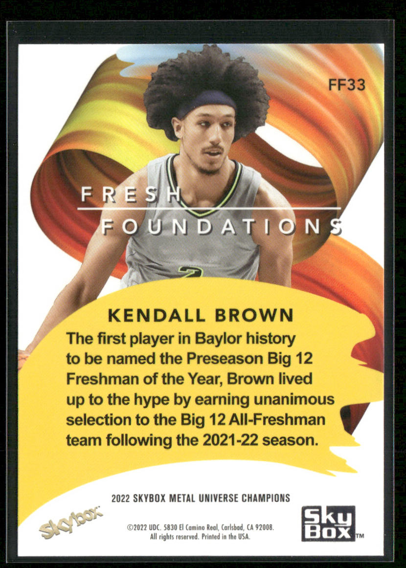 Kendall Brown 2022 SkyBox Metal Universe Champions Fresh Foundations #FF33