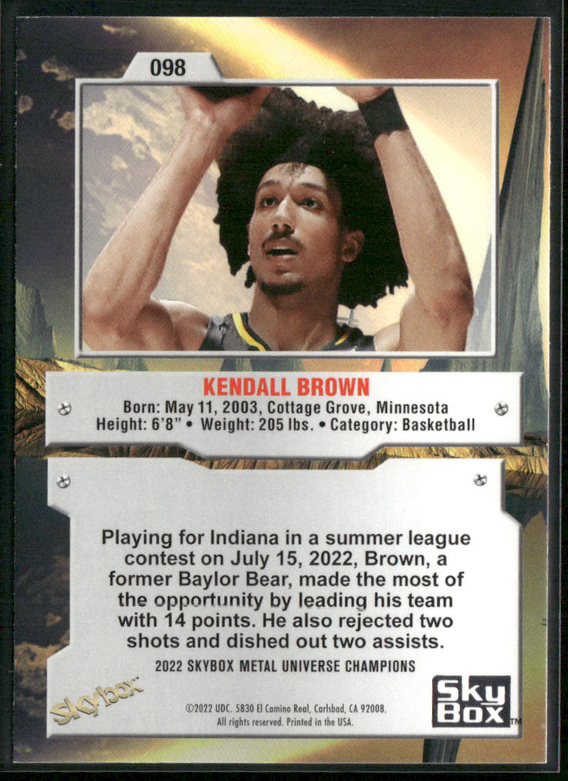 Kendall Brown 2022 SkyBox Metal Universe Champions #098 back