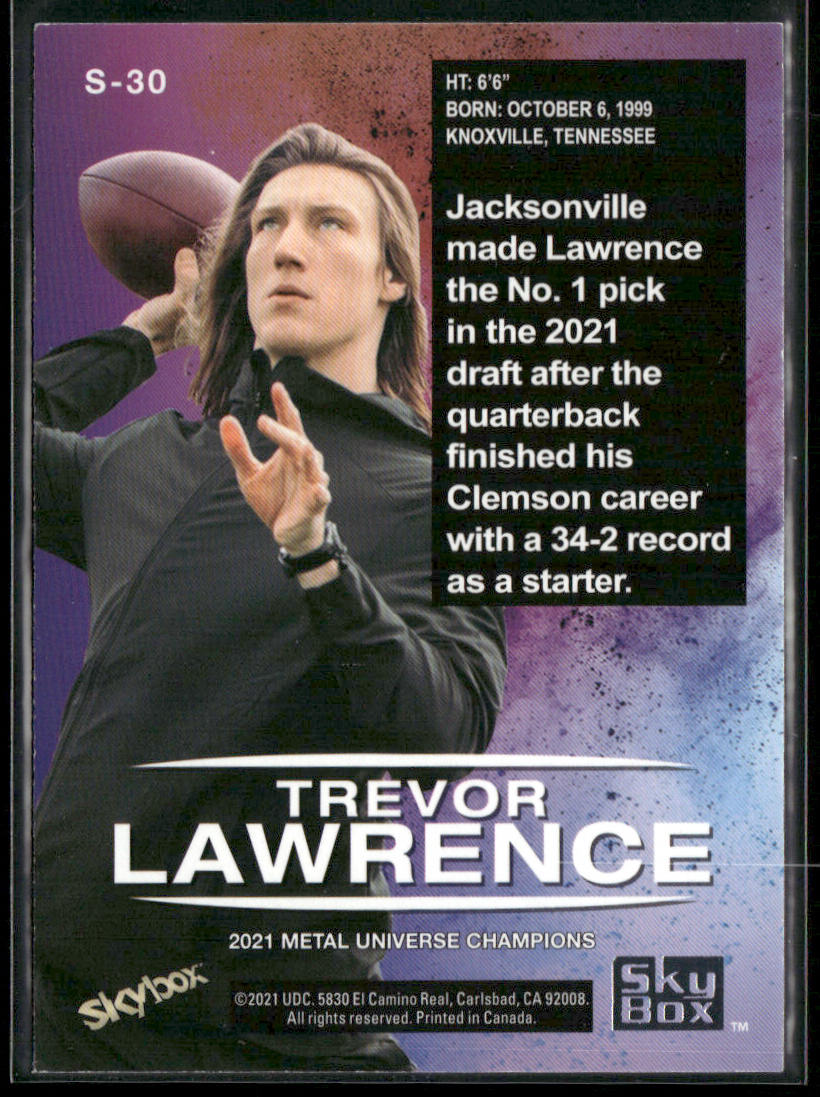 Trevor Lawrence 2021 SkyBox Metal Universe Champions Skybox Premium #S-30