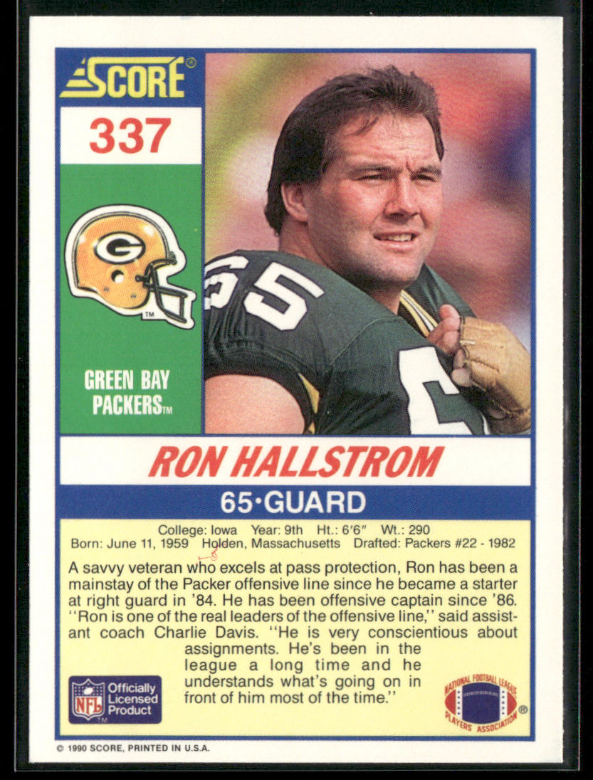 Ron Hallstrom 1990 Score #337 RC Green Bay Packers back
