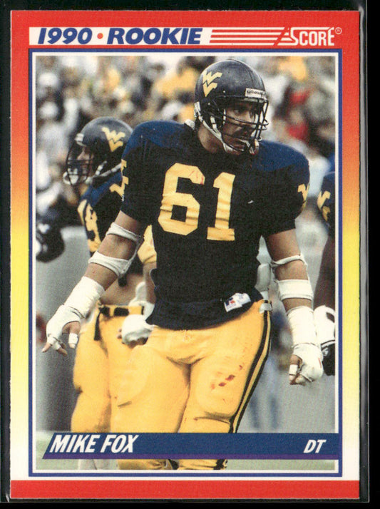 Mike Fox 1990 Score #644 RC West Virginia Mountaineers front