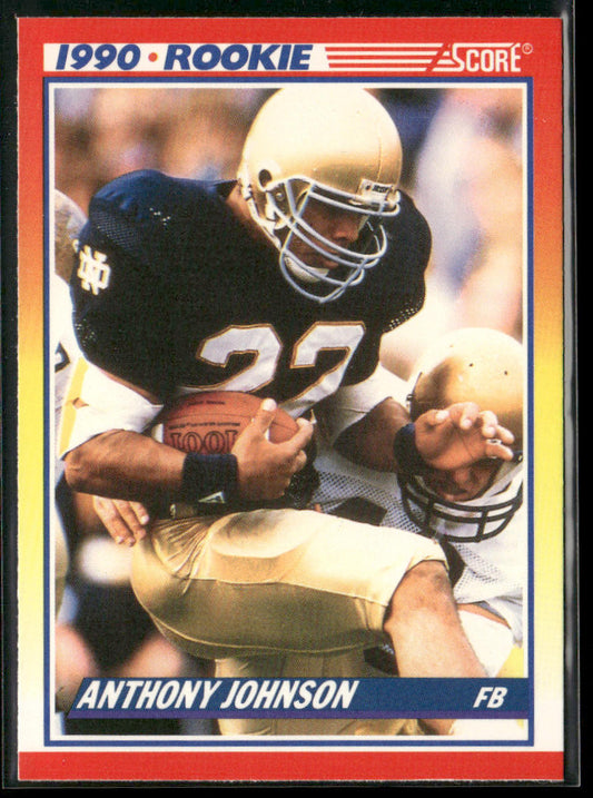 Anthony Johnson 1990 Score #624 RC Notre Dame Fighting Irish front