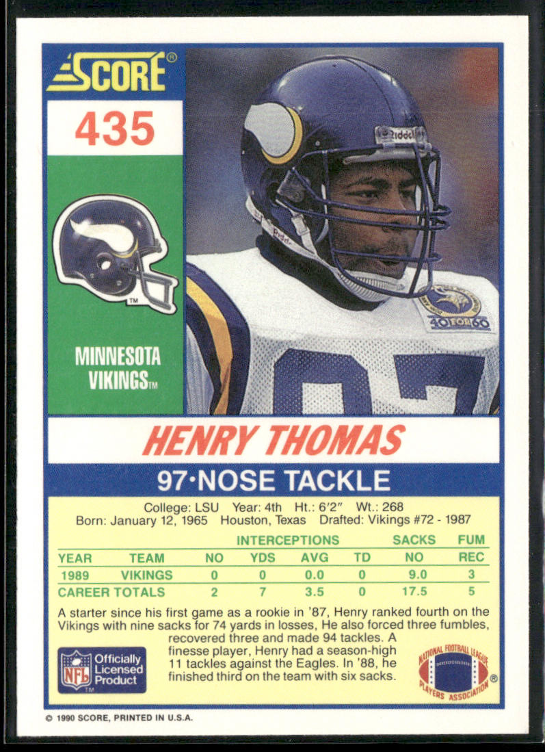 Henry Thomas 1990 Score #435 Minnesota Vikings