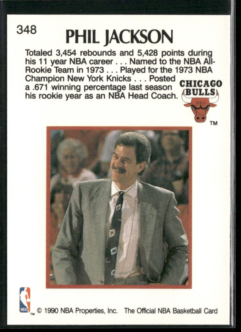 Phil Jackson 1990-91 Hoops #348 back