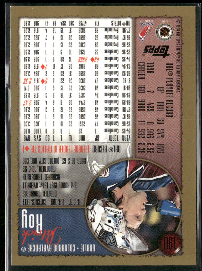 Patrick Roy 1998-99 Topps #190 Colorado Avalanche