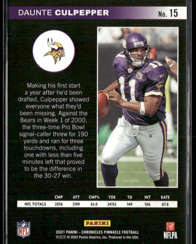 Daunte Culpepper 2021 Panini Chronicles Pinnacle #15 Minnesota Vikings