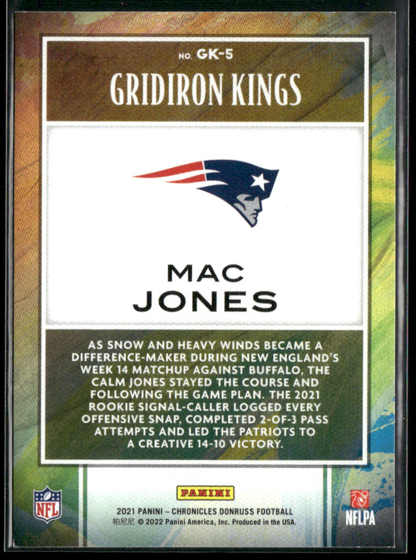 Mac Jones 2021 Panini Chronicles Gridiron Kings Green #GK-5 New England Patriots