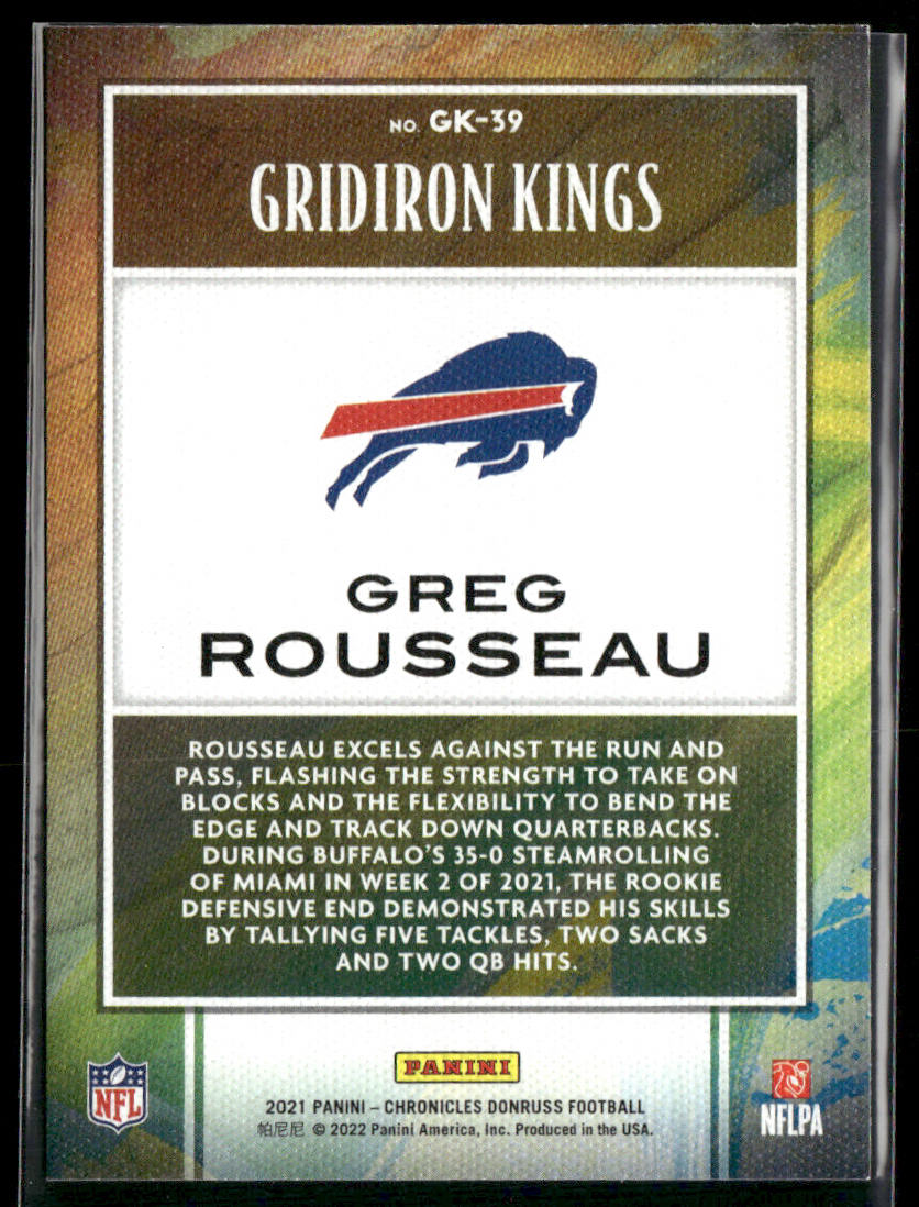 Greg Rousseau 2021 Panini Chronicles Gridiron Kings #GK-39 Buffalo Bills