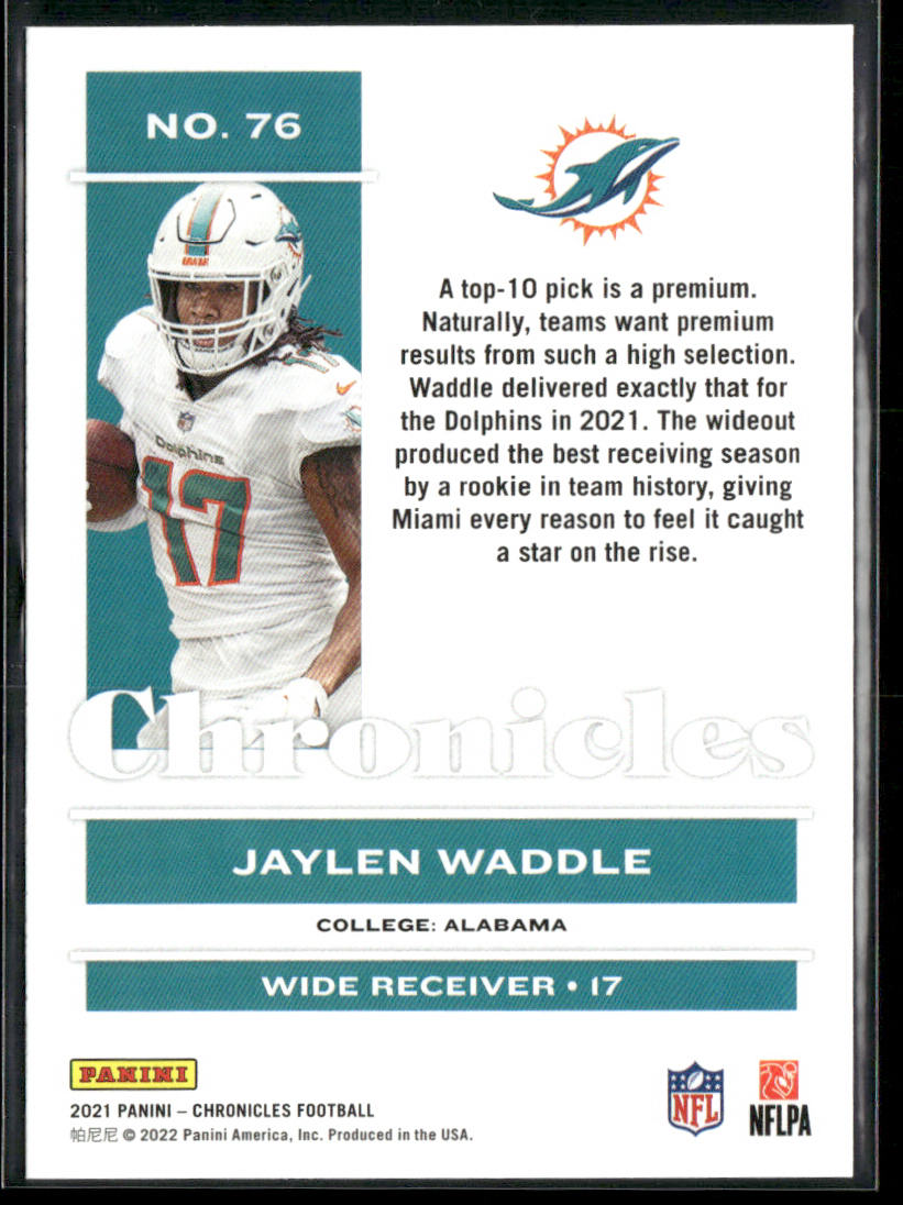 Jaylen Waddle 2021 Panini Chronicles #76 RC Miami Dolphins