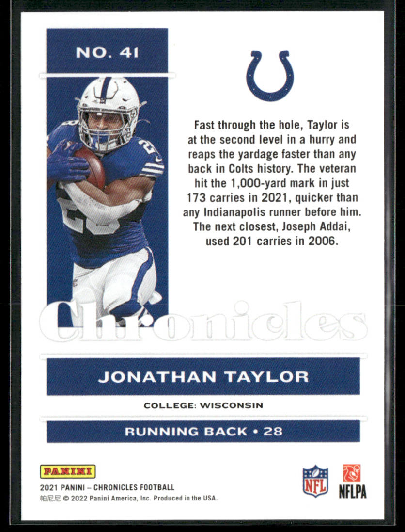 Jonathan Taylor 2021 Panini Chronicles #41 Indianapolis Colts