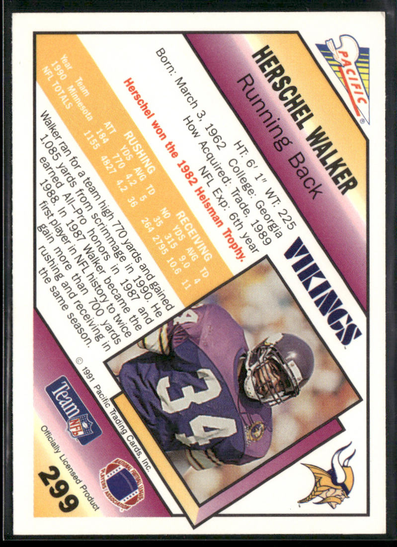 Herschel Walker 1991 Pacific #299 Minnesota Vikings back