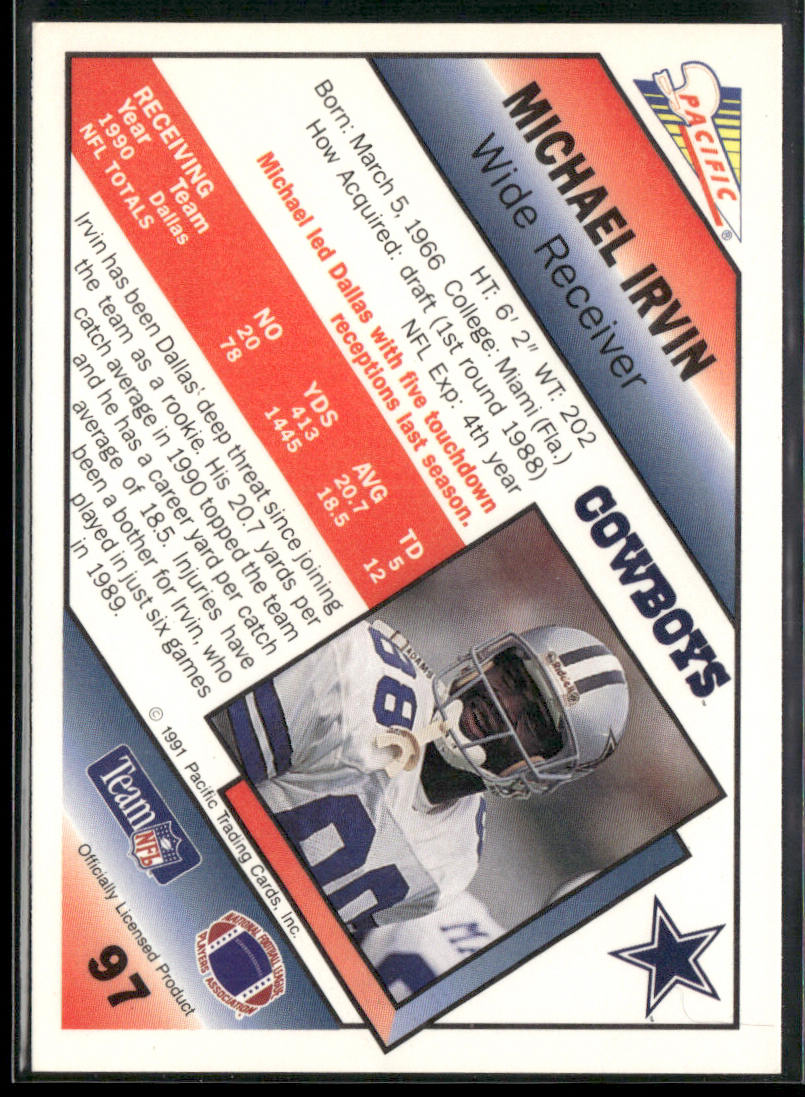 Michael Irvin 1991 Pacific #97 Dallas Cowboys