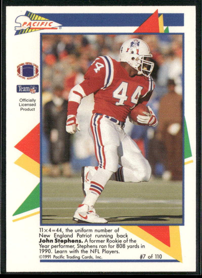 John Stephens 1991 Pacific Flash Cards #7 New England Patriots