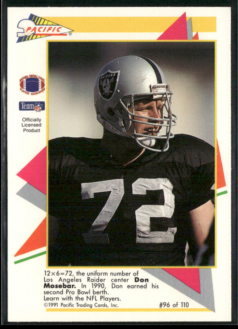 Don Mosebar 1991 Pacific Flash Cards #96 Los Angeles Raiders