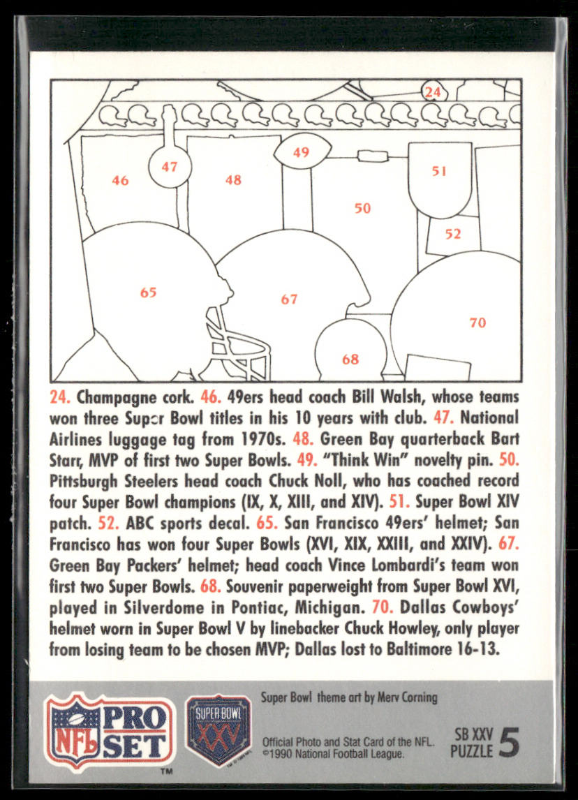 SB XXV Puzzle 1990-91 Pro Set Super Bowl XXV Silver Anniversary Commemorative #5