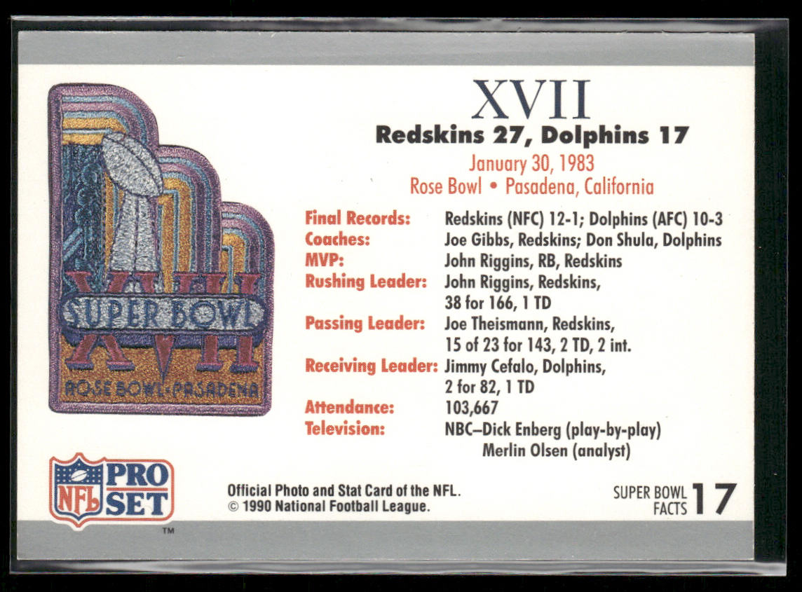 SB XVII Ticket 1990-91 Pro Set Super Bowl XXV Silver Anniversary #17
