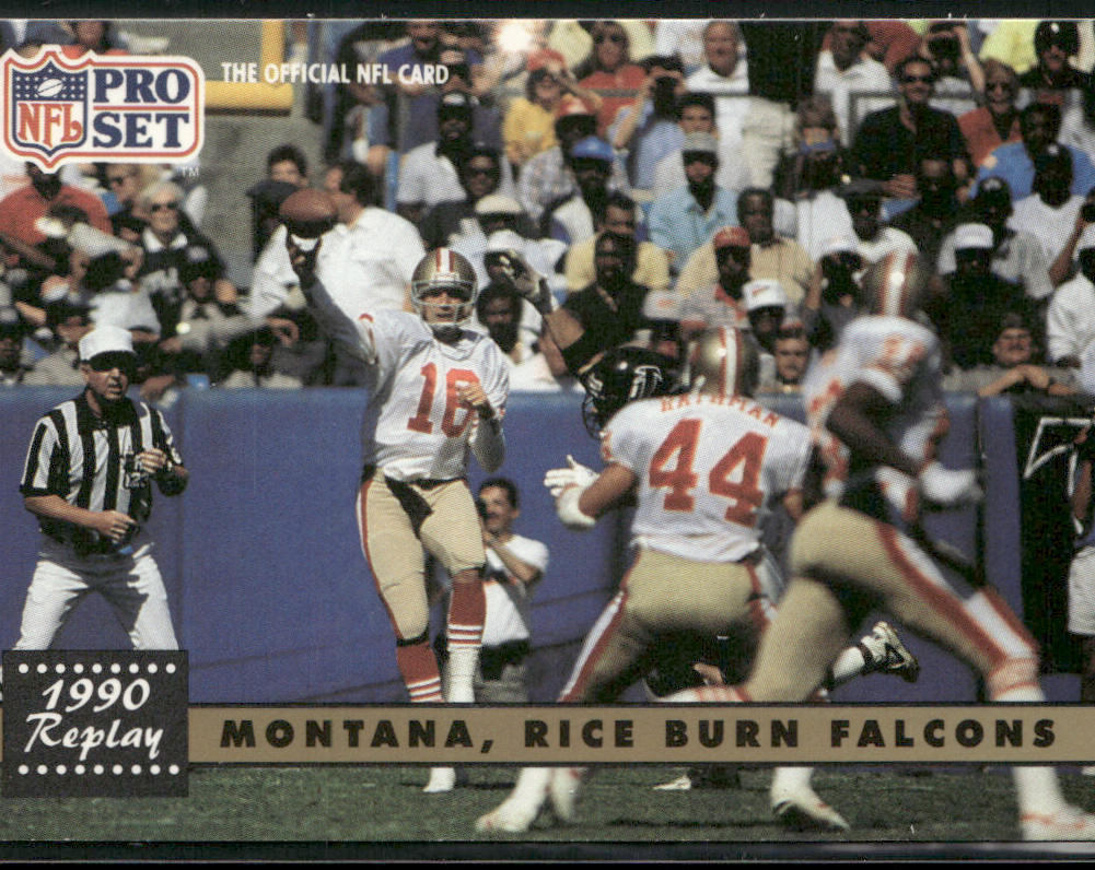 Montana, Rice Burn Falcons 1991 Pro Set #329 San Francisco 49ers front