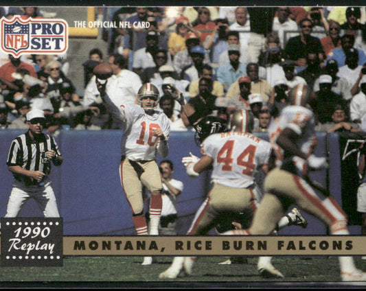 Montana, Rice Burn Falcons 1991 Pro Set #329 San Francisco 49ers front
