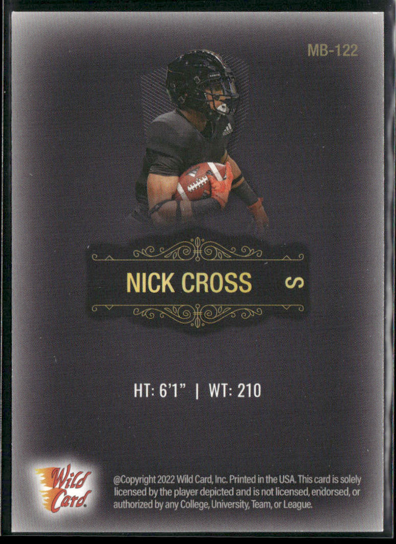 Nick Cross 2022 Wild Card Matte Black #MB-122 Maryland Terrapins