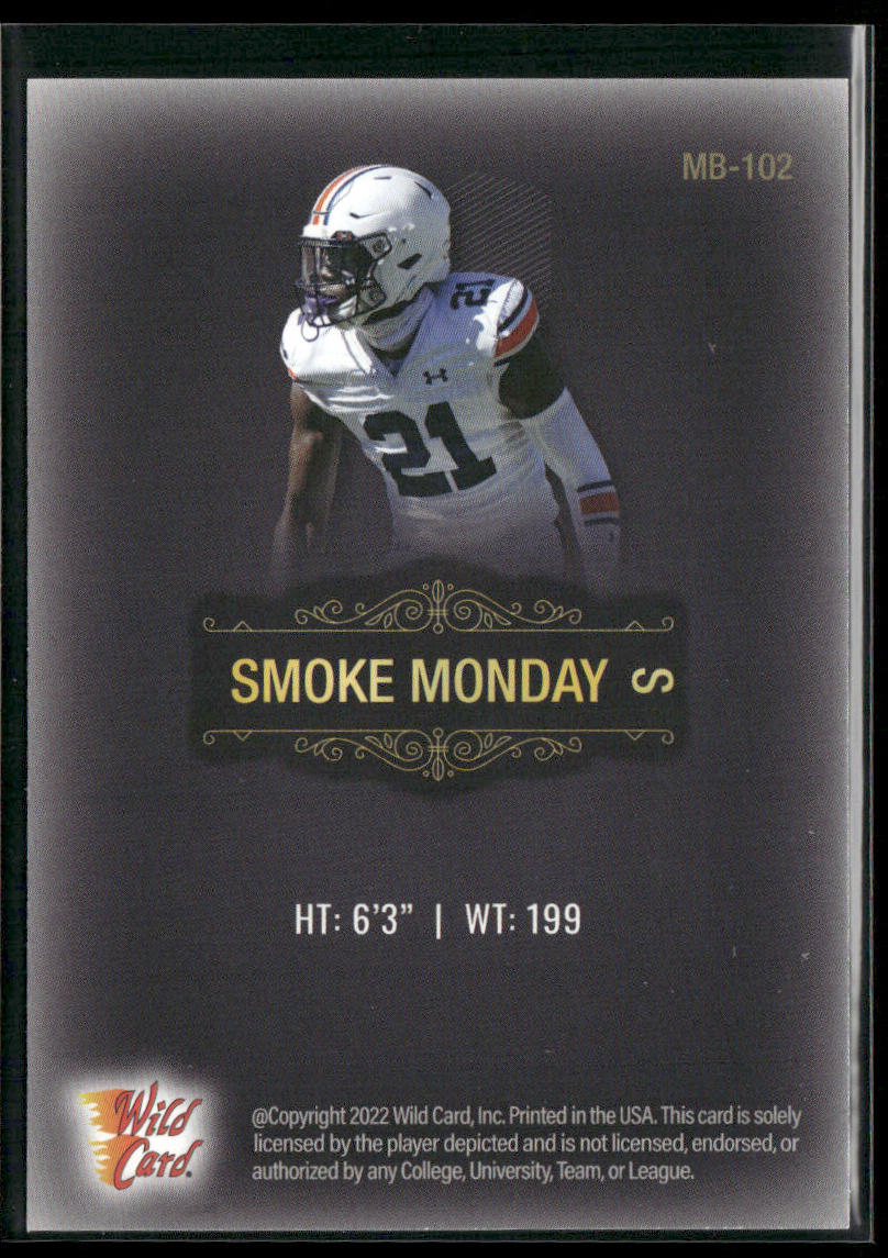 Smoke Monday 2022 Wild Card Matte Black #MB-102 Auburn Tigers