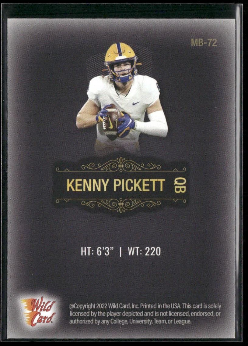 Kenny Pickett 2022 Wild Card Matte Black #MB-72 Pittsburgh Panthers