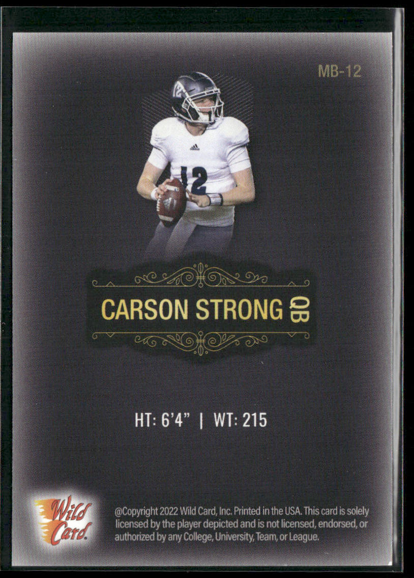 Carson Strong 2022 Wild Card Matte Black #MB-12 Nevada Wolf Pack