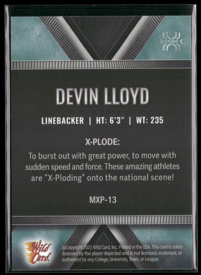 Devin Lloyd 2022 Wild Card Matte X-Plode Black/Blue X #MXP-13 Utah Utes