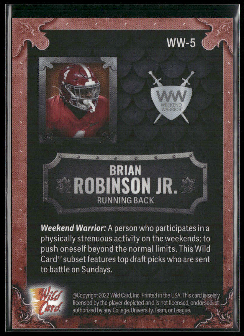 Brian Robinson Jr. 2022 Wild Card Matte Weekend Warrior Crimson/Black/Orange
