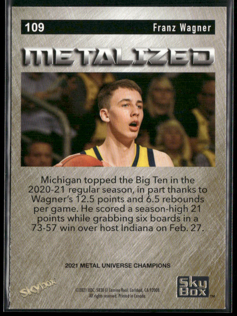 Franz Wagner 2021 SkyBox Metal Universe Champions #109