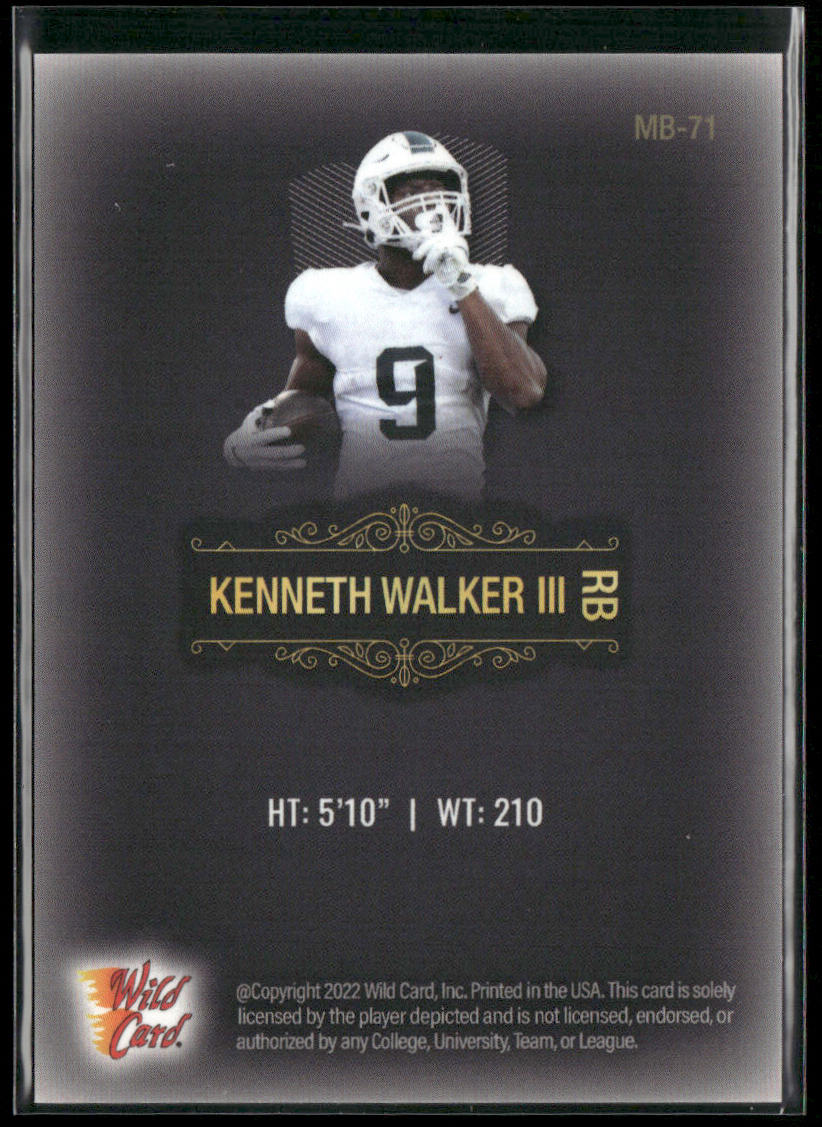 Kenneth Walker III 2022 Wild Card Matte Touch Football Black Pattern Four #MB-71