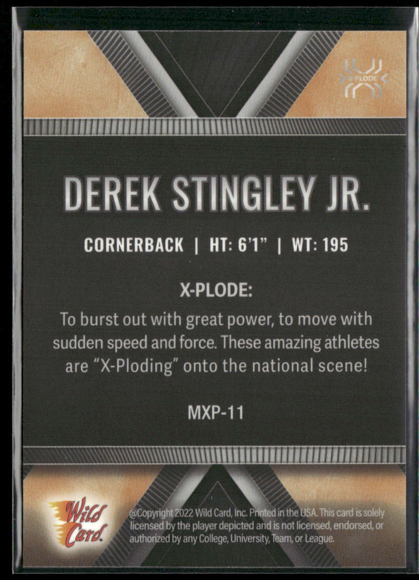 Derek Stingley Jr. 2022 Wild Card Matte X-Plode Black/Light Orange X #MXP-11 LS