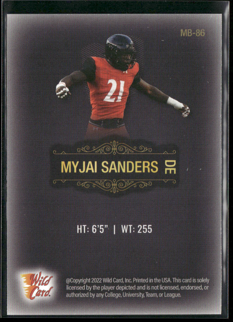 Myjai Sanders 2022 Wild Card Matte Black #MB-86 Cincinnati Bearcats