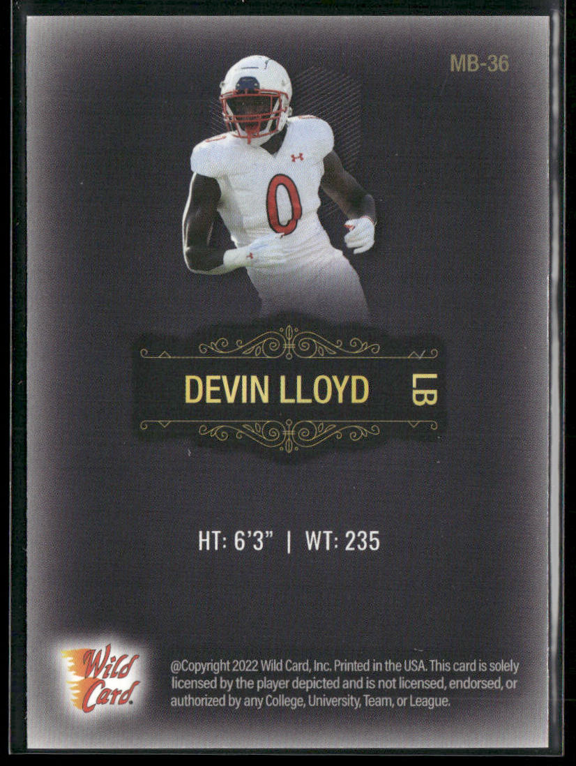 Devin Lloyd 2022 Wild Card Matte Black #MB-36 Utah Utes
