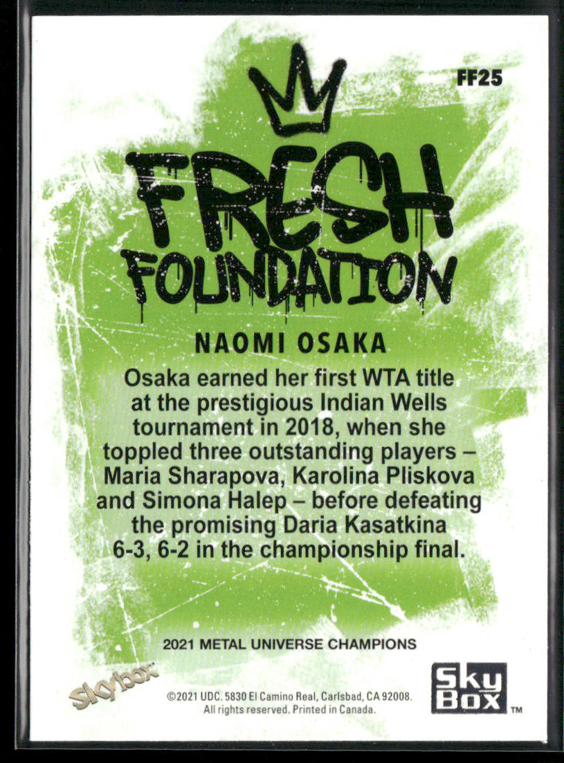 Naomi Osaka 2021 SkyBox Metal Universe Champions Fresh Foundation #FF25 back